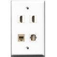 thumbnail image 1 of RiteAV - 2 Port HDMI 1 Port USB A-A 1 Port Phone RJ11 RJ12 Beige Wall Plate, 1 of 1