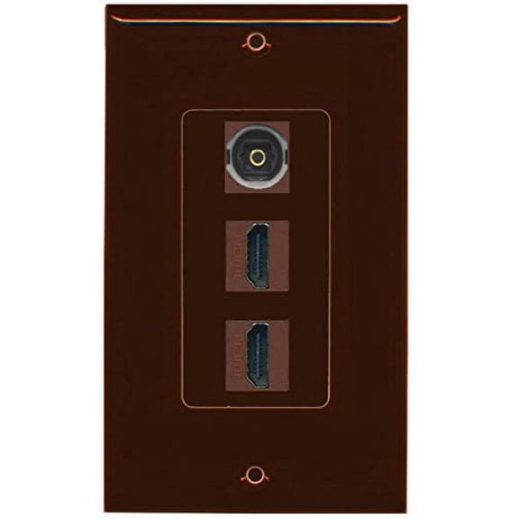 RiteAV - 2 Port HDMI 1 Toslink Decorative Wall Plate - Brown