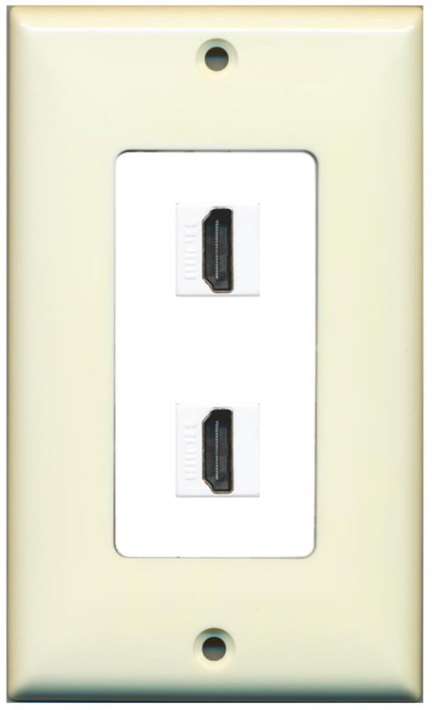 RiteAV - 2 Port HDMI 2.0 Decorative Wall Plate (Light Almond & White)