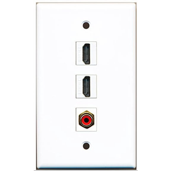 RiteAV - 2 Port HDMI and 1 Port RCA Red Wall Plate