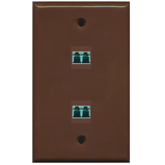 RiteAV - 2 Port LC Fiber 10GB Duplex Wall Plate - Brown - Bracket Included