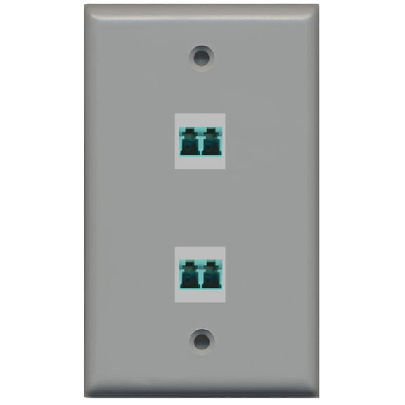 RiteAV - 2 Port LC Fiber 10GB Duplex Wall Plate - Gray - Bracket Included