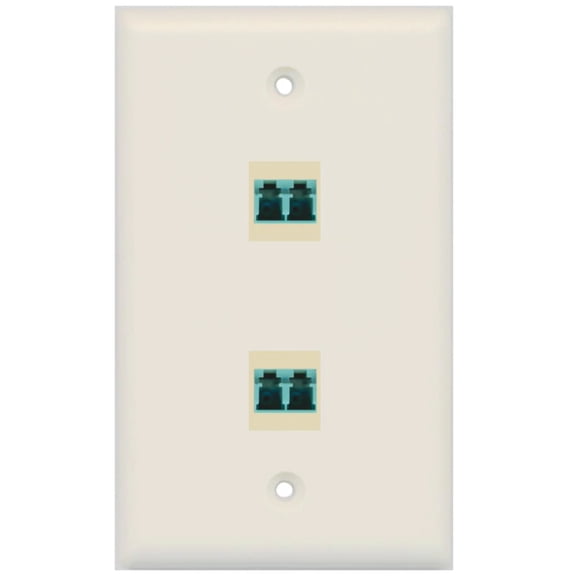 RiteAV - 2 Port LC Fiber 10GB Duplex Wall Plate - Light Almond - Bracket Included