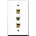 thumbnail image 1 of RiteAV - 2 Port Phone RJ11 RJ12 Beige 1 Cat5e Ethernet White Wall Plate, 1 of 1