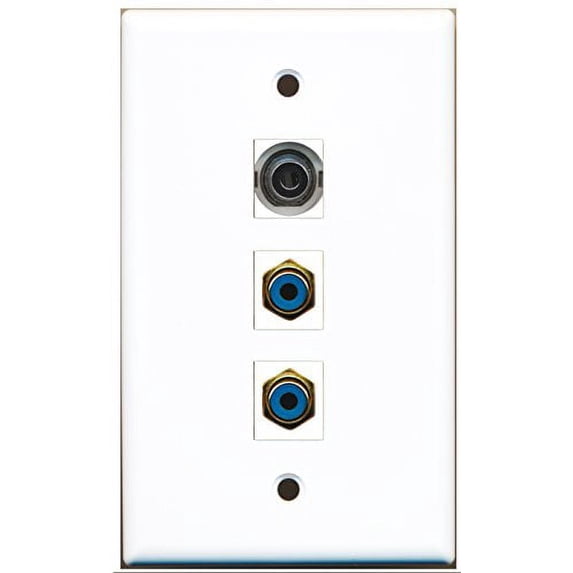 RiteAV - 2 Port RCA Blue and 1 Port 3.5mm Wall Plate