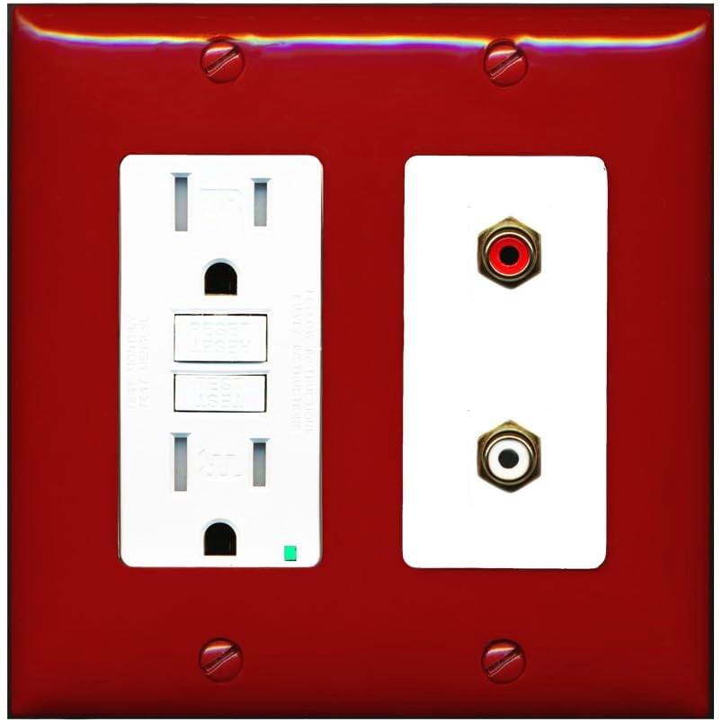 RiteAV 2 Port RCA (Red-White) Wall Plate - GFCI Outlet [Red/White]