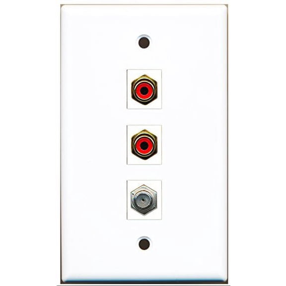 RiteAV - 2 Port RCA Red and 1 Port Coax Cable TV- F-Type Wall Plate