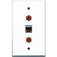thumbnail image 1 of RiteAV - 2 Port RCA Red and 1 Port Shielded Cat6 Ethernet Wall Plate, 1 of 1
