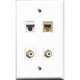 thumbnail image 1 of RiteAV - 2 Port RCA White and 1 Port Phone RJ11 RJ12 Beige and 1 Port Cat5e Ethernet White Wall Plate, 1 of 1
