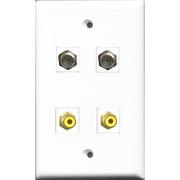 RiteAV - 2 Port RCA Yellow 2 Port Coax Cable TV- F-Type Wall Plate
