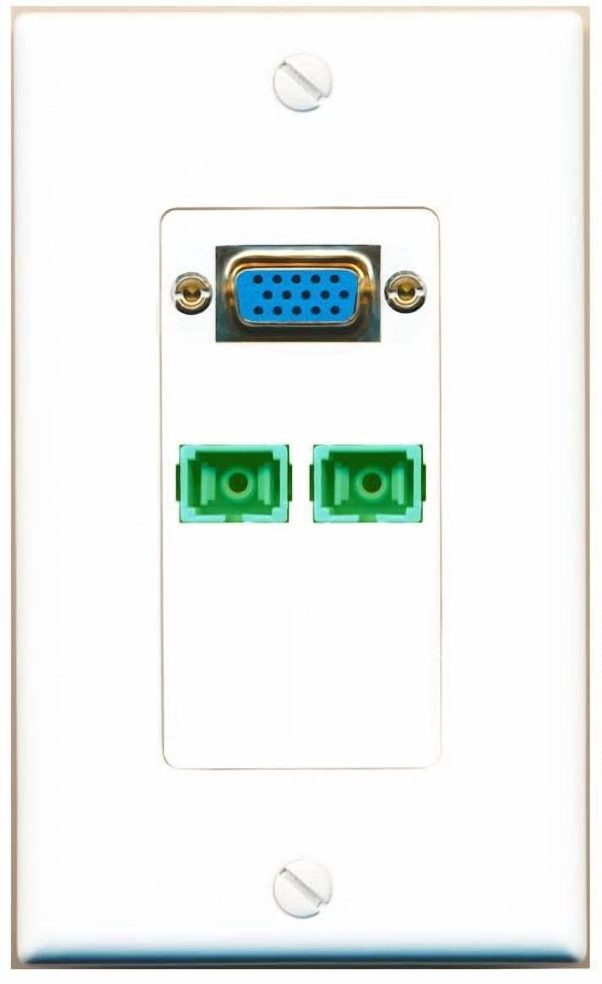 RiteAV 2 Port SC-APC-Simplex Female-Female Coupler Wall Plate with SVGA ...