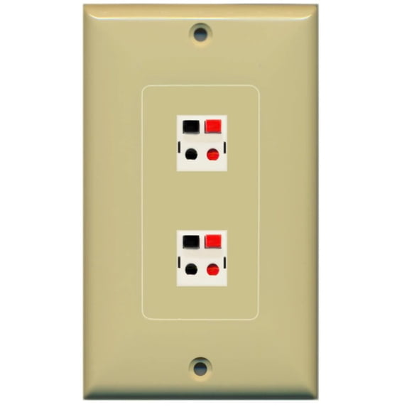 RiteAV - 2 Port Speaker Decorative Wall Plate - Ivory - Bracket Included