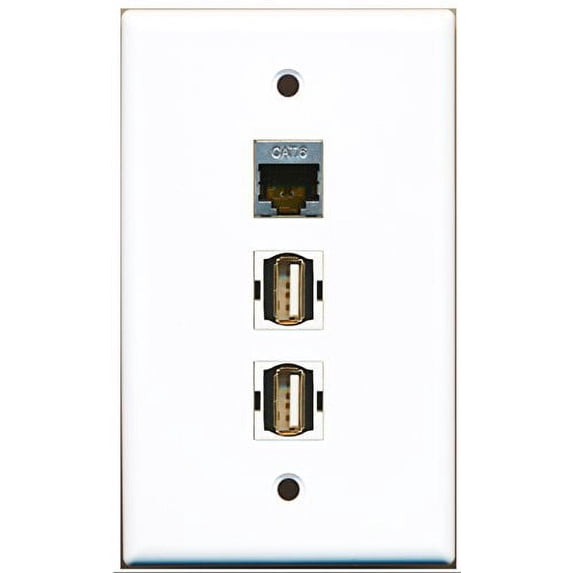 RiteAV - 2 Port USB A-A and 1 Port Shielded Cat6 Ethernet Wall Plate ...
