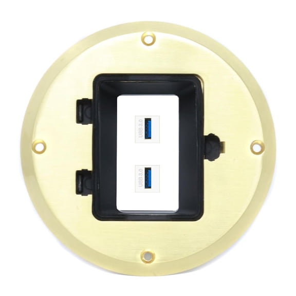 RiteAV 2 USB-3 Floor Box [Gold-Brass]