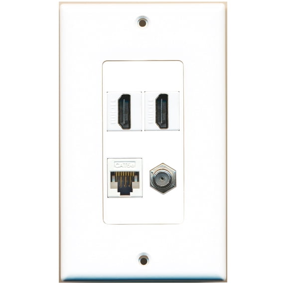 RiteAV - 2 x HDMI and 1 x Ethernet Cat5e and 1 x Coax Cable TV F Type Port Wa.