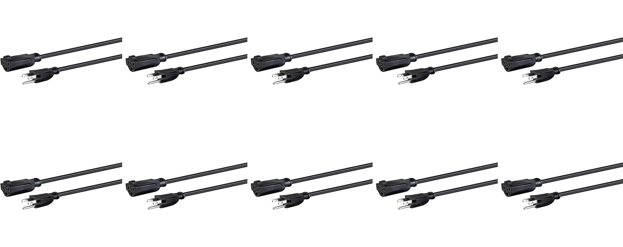 RiteAV - 25 Ft Black NEMA 5-15P to NEMA 5-15R 18AWG 10A SVT 120V (10 Pack)