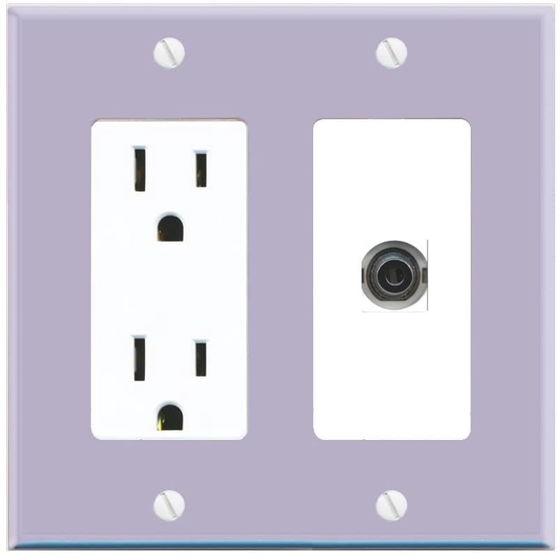 RiteAV 3.5MM Wall Plate with Power Outlet [Lavendar-White]