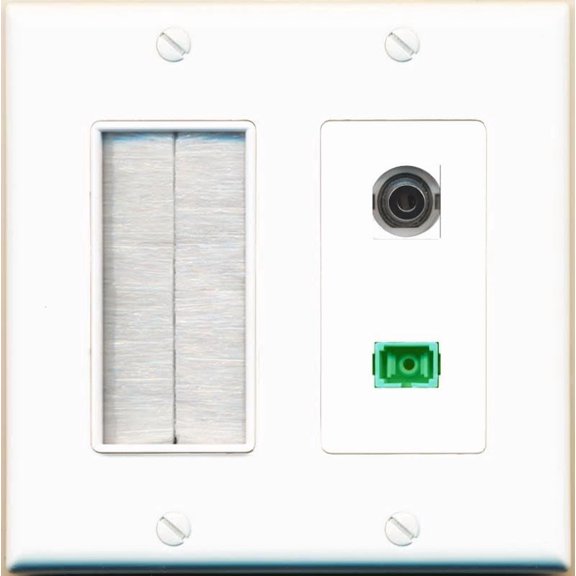 RiteAV 3.5mm SC-APC-SX with Brush Wall Plate [White]