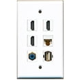 thumbnail image 1 of RiteAV - 3 HDMI 1 Port RCA Blue 1 Port USB A-A 1 Port Cat6 Ethernet White Wall Plate, 1 of 1