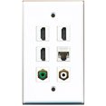 thumbnail image 1 of RiteAV - 3 HDMI 1 Port RCA White 1 Port RCA Green 1 Port Cat5e Ethernet White Wall Plate, 1 of 1
