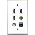 thumbnail image 1 of RiteAV - 3 HDMI 1 Port RCA White 1 Port RCA Green 1 Port Shielded Cat6 Ethernet Wall Plate, 1 of 1