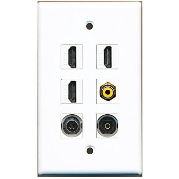 RiteAV - 3 HDMI 1 Port RCA Yellow 1 Port Toslink 1 Port 3.5mm Wall Plate