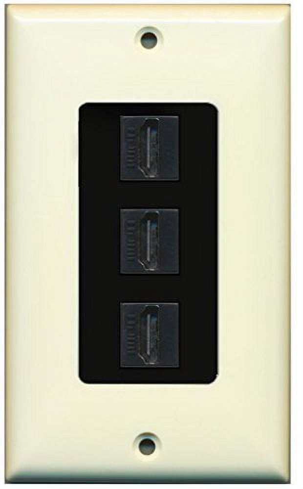 RiteAV 3 Port HDMI Decorative Wall Plate Light Almond/Black