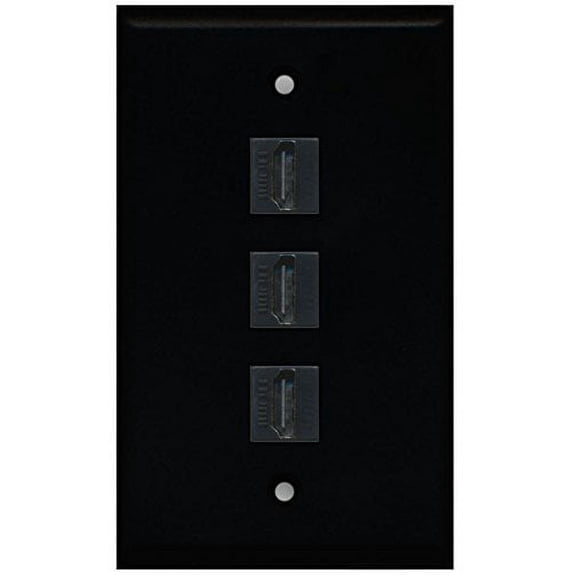 RiteAV - 3 Port HDMI Wall Plate - Black