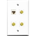 thumbnail image 1 of RiteAV - 3 Port RCA Yellow and 1 Port Cat6 Ethernet White Wall Plate, 1 of 1