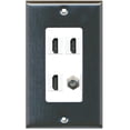 thumbnail image 1 of RiteAV - 3 x HDMI and 1 x Coax Cable TV F Type Port Wall Plate Decorative - Stainless Steel/White, 1 of 1