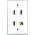 thumbnail image 1 of RiteAV - 3 x HDMI and 1 x RCA Yellow Video Port Wall Plate White, 1 of 1