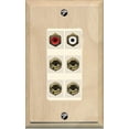 thumbnail image 1 of RiteAV 4 Banana (2 Speaker) Binding Post Wall Plate with 2 RCA Jacks (Red+White) - 1 Gang Decorative [Wood/Light-Almond], 1 of 1