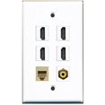 thumbnail image 1 of RiteAV - 4 HDMI 1 Port RCA Yellow 1 Port Phone RJ11 RJ12 Beige Wall Plate, 1 of 1