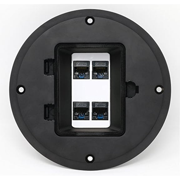 RiteAV - 4 Port Cat5e Ethernet Floor Box - Black