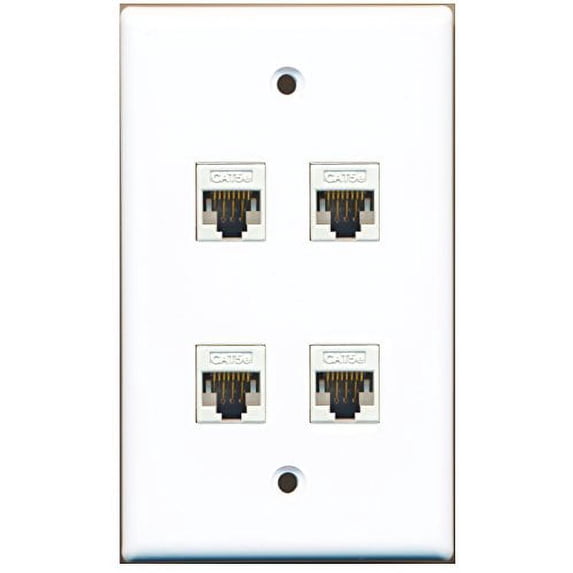 RiteAV - 4 Port Cat5e Female-Female Wall Plate White