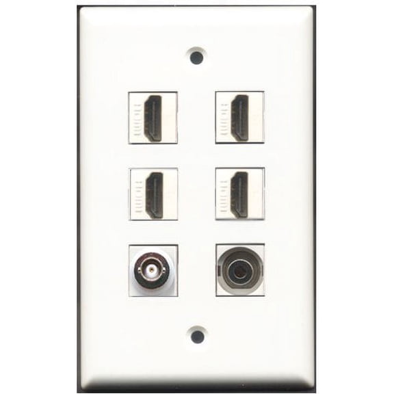 RiteAV - 4 Port HDMI 1 3.5mm 1 BNC Wall Plate