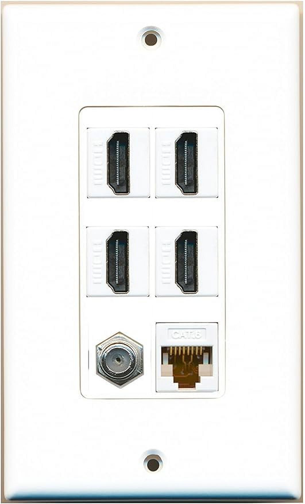 Riteav Piastra Da Parete 4 Porte HDMI E 1 Cavo Coassiale F-Type E 1 CAT6 Ethernet Colore Light Almond