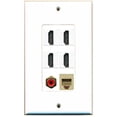 thumbnail image 1 of RiteAV - 4 Port HDMI 1 RCA Red 1 Phone RJ11 RJ12 Beige Wall Plate Decorative, 1 of 1
