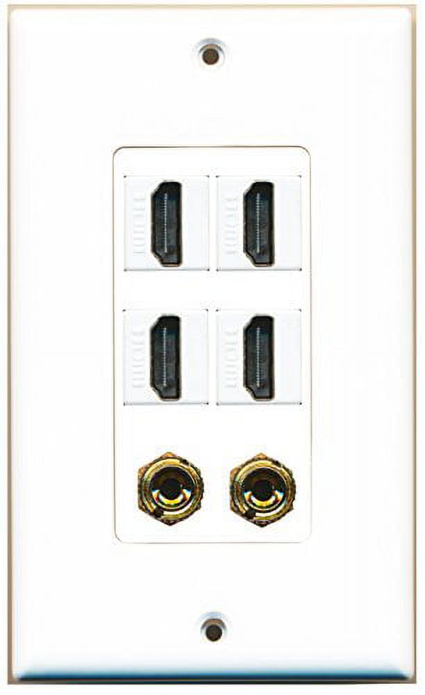 RiteAV 4 Port HDMI 2 Port Banana Wall Plate White