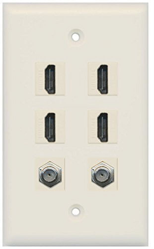 RiteAV 4 Port HDMI 2 Port Coax Cable TV FType Wall Plate Light Almond