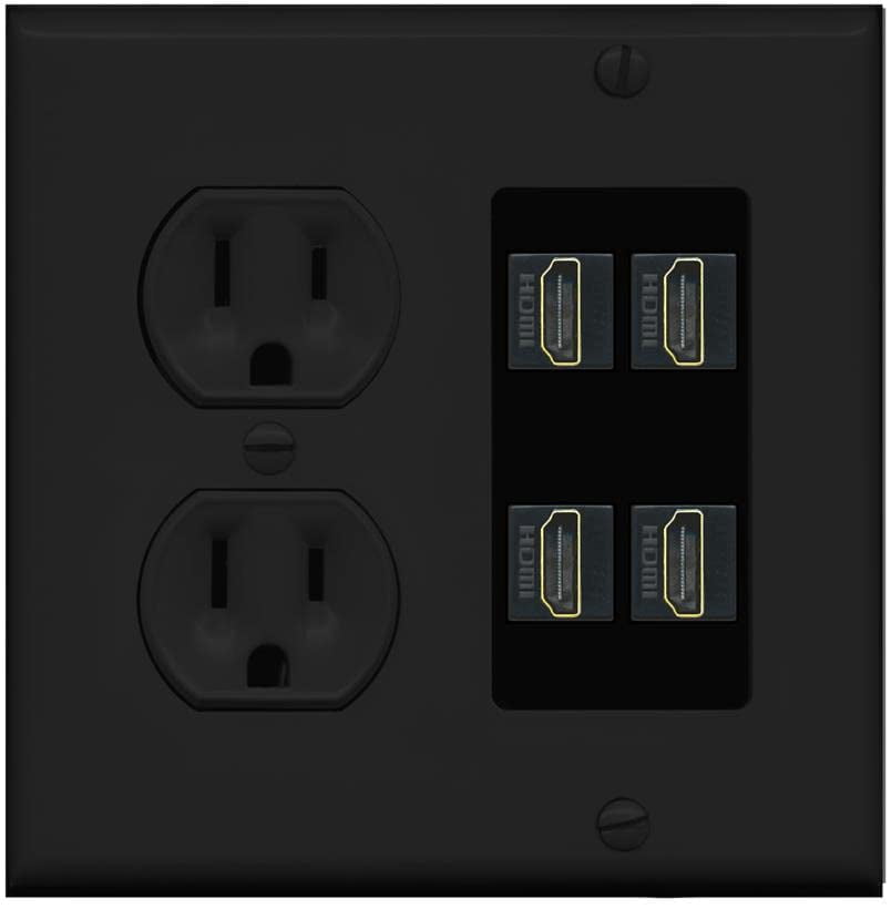 RiteAV 4 Port HDMI Wall Plate - Round Outlet [Black/Black]