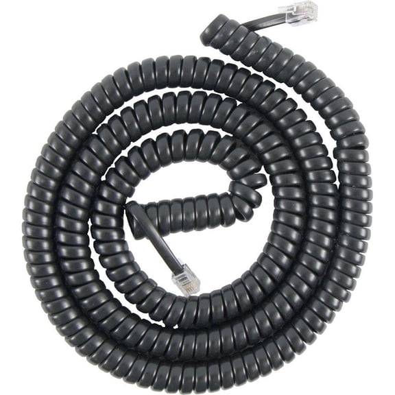 RiteAV - 50ft Phone Modular Telephone LINE COIL HANDSET CORD BLACK