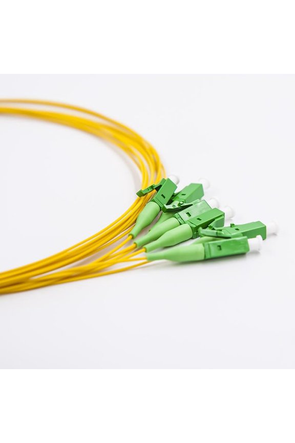 - 6 Strand Single-Mode LC APC OS1 Fiber Optic Cable Pigtails for Fusion Splicer Splicing. 1Meter (LC SM APC)