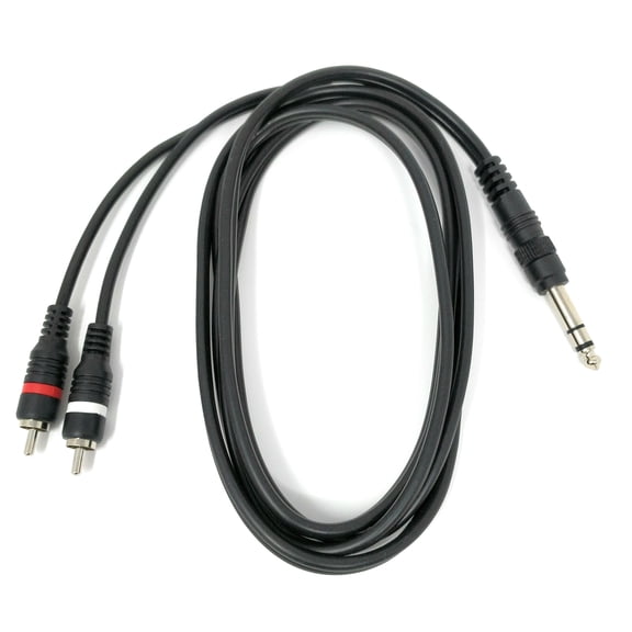 RiteAV 6FT 1/4" 6.3mm TRS Stereo Male to Dual RCA Stereo Male Cable