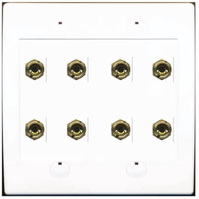 RiteAV 8 Banana 4 Speaker Surround 2 Gang Coupler Binding Post Wall Plate 3 Pack