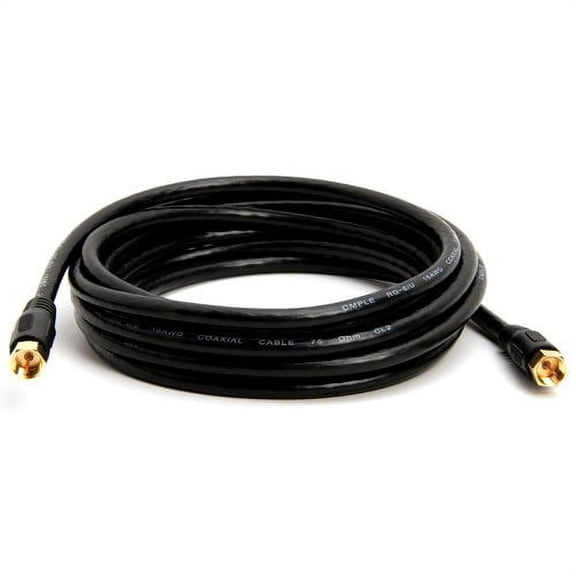 RiteAV - 9ft Coaxial Video Cable w/F Type Twist-On Plugs, RG6, Black