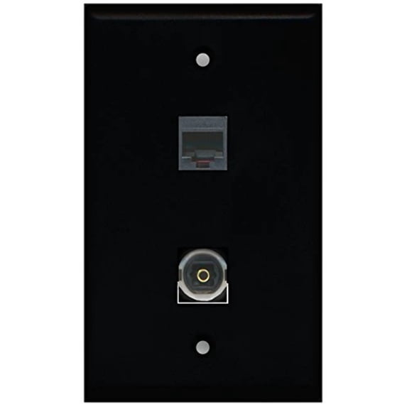 RiteAV - Black 1 Port Phone Black 1 Port Toslink Wall Plate