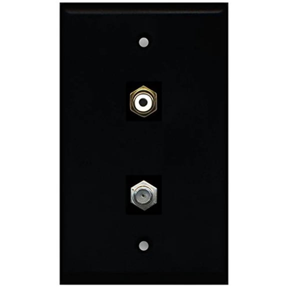 RiteAV - Black 1 Port RCA White 1 Port Coax Cable TV- F-Type Wall Plate