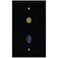 thumbnail image 1 of RiteAV - Black 1 Port RCA Yellow 1 Port USB 3.0 Wall Plate, 1 of 1