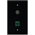 thumbnail image 1 of RiteAV - Black 1 Port S-Video 1 Port Cat5e Ethernet Green Wall Plate, 1 of 1